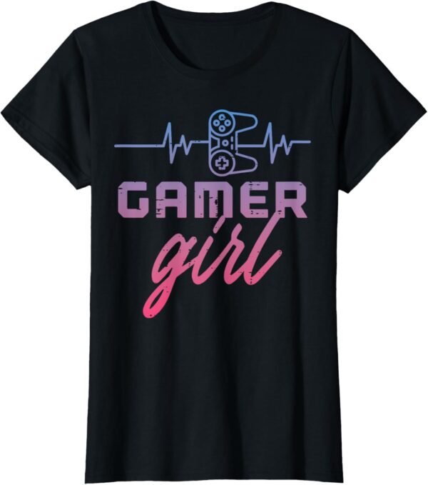 Gamer Girl Heartbeat Gaming Women Girls Kids Teens Youth T-Shirt